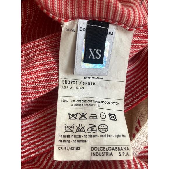 Vintage 00’s D&G Striped Red/Creme Knit Tank - Picture 4 of 4